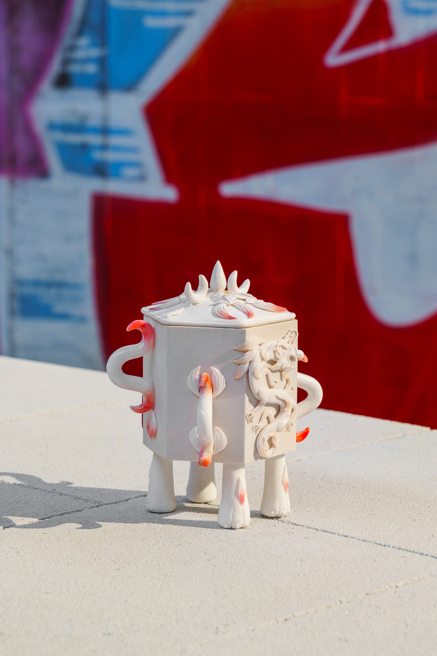 Pearl Dragon and Flaming Phoenix snuff bottle - Hannah Lim - Alcova Project Space