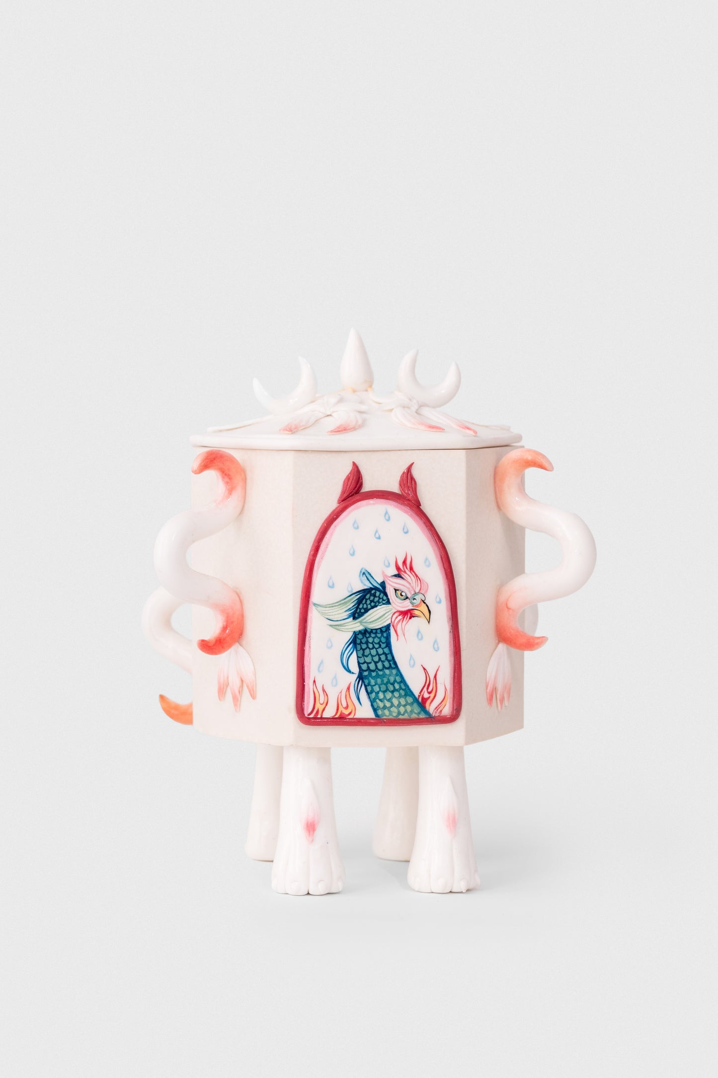Pearl Dragon and Flaming Phoenix snuff bottle - Hannah Lim