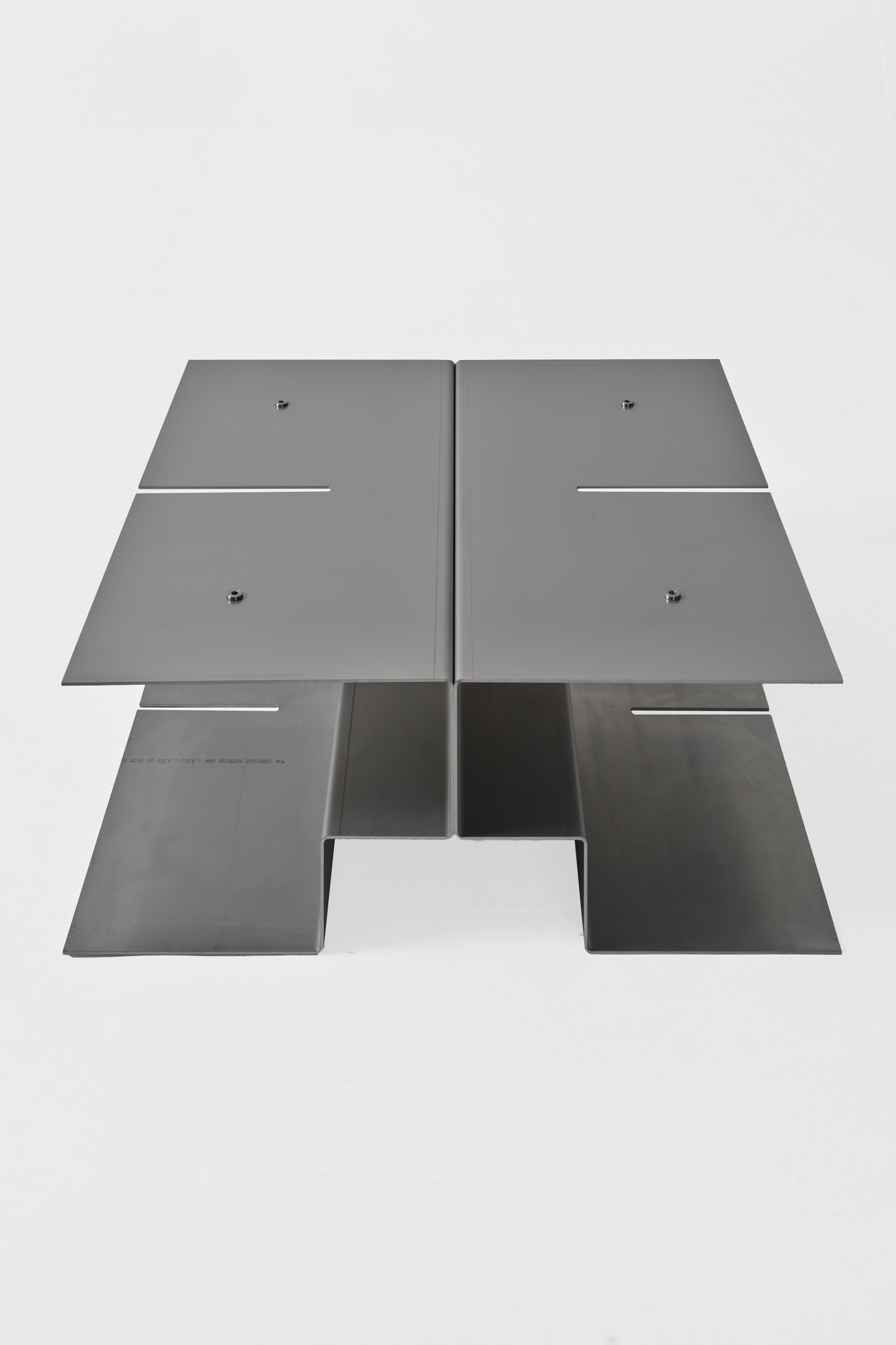 Folded stainless steel table